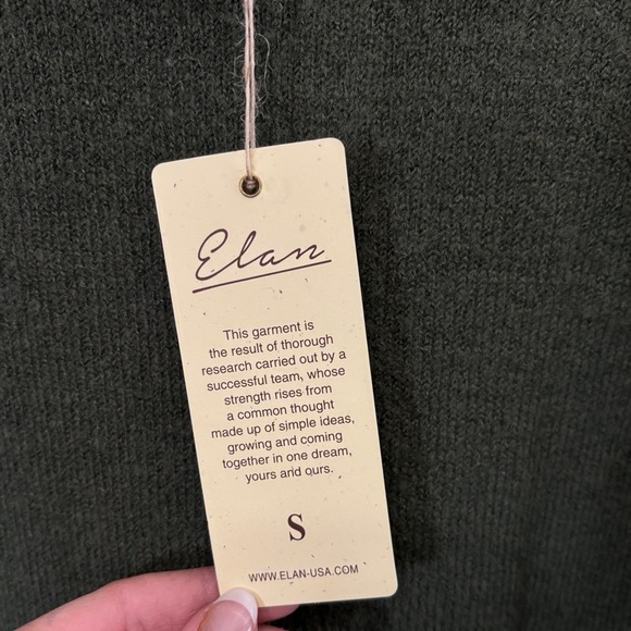 Elan Green Cowl Neck Sweater with Voluminous Sleeves - Picture 4 of 5